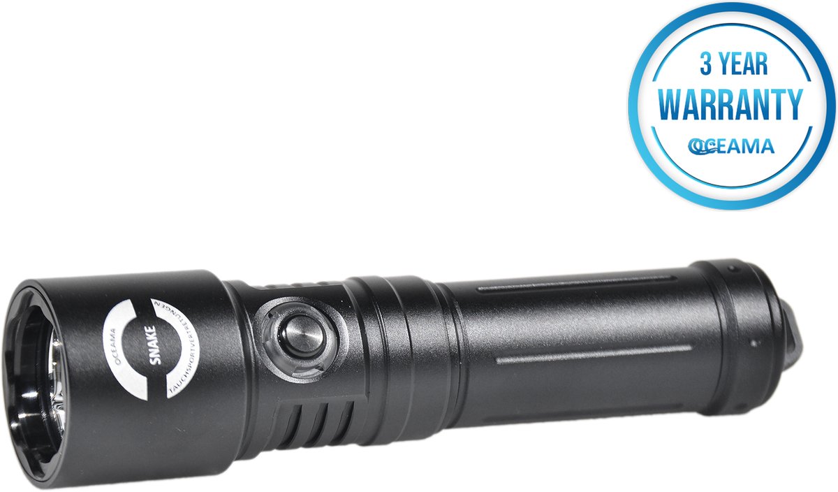 Oceama Snake - Duiklamp - Zaklamp voor onderwater - LED 2000 Lumen - Zwart