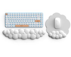 2-delige Cloud Keyboard Wrist Rest - Cloud Wrist Rest - Non Slip Base - Ergonomic Memory - Muis en pols - Ergonomische Polssteun en Muismat - Ergonomische Handsteun - Voor thuisgebruik, pc, gaming, laptop en kantoor - wit