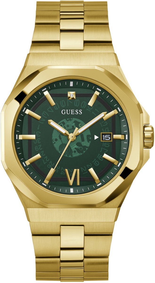 Guess Emperor Quartz Analoog Horloge Gold Tone Behuizing: 100% Roestvrij Staal| Armband: Roestvrij Staal 42 mm GW0573G2