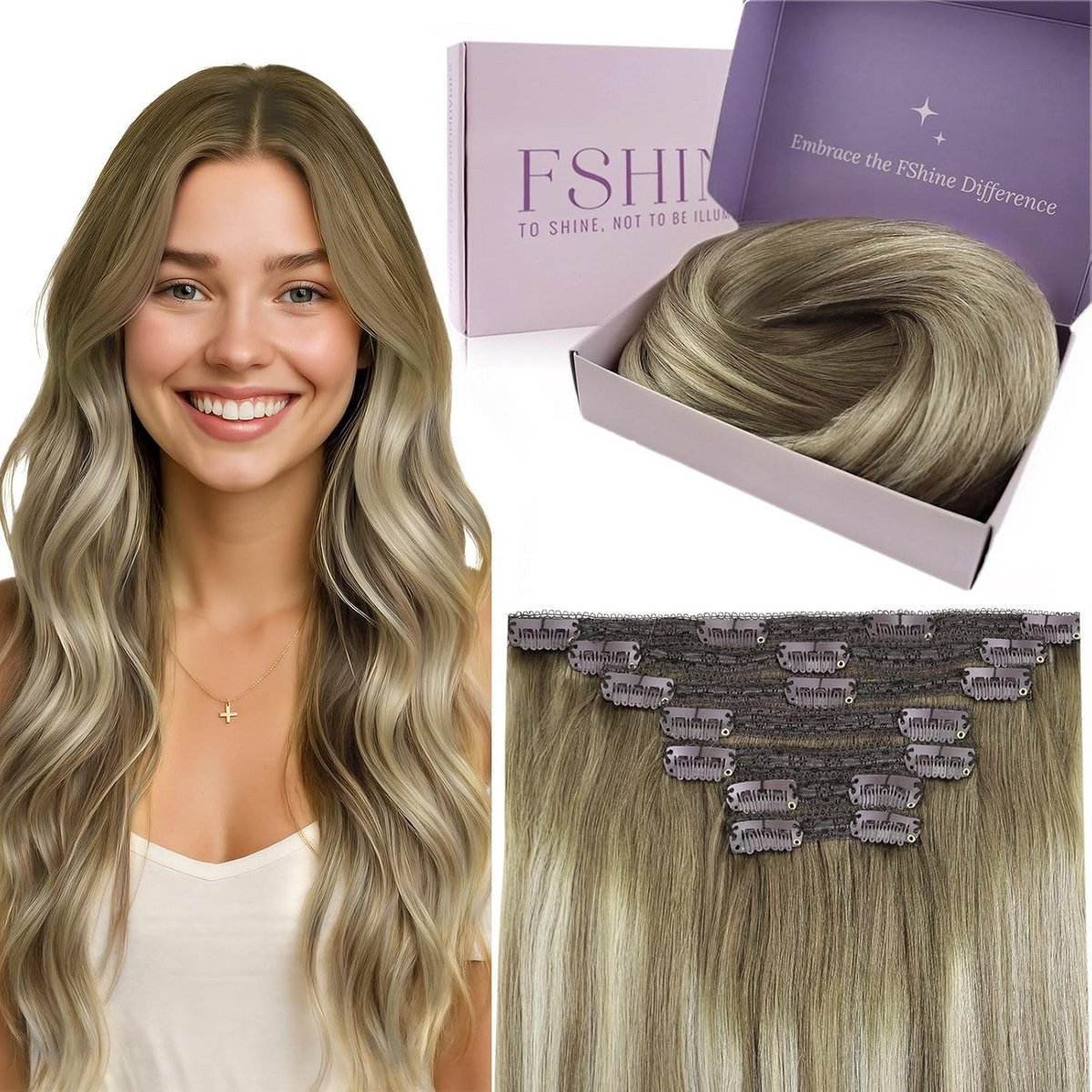 Clip-in Haarverlengingen Echt Haar 50 cm Volume en Lengte 7 Delig Set