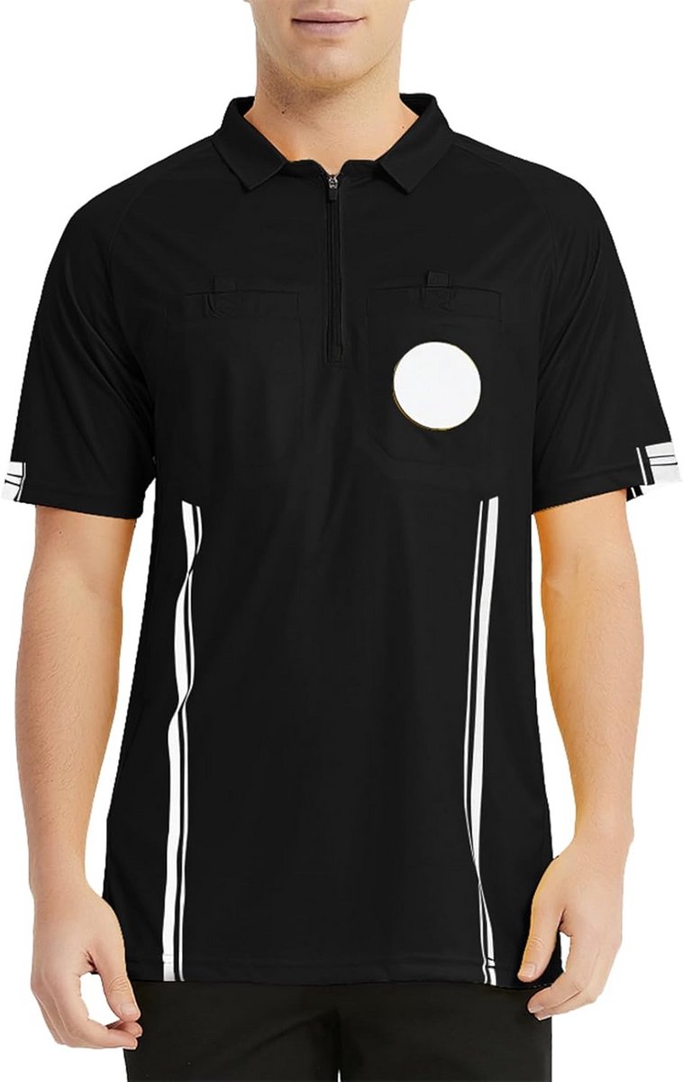 Professioneel Voetbal Scheidsrechtersshirt Korte Mouw Met Zakken Ademend