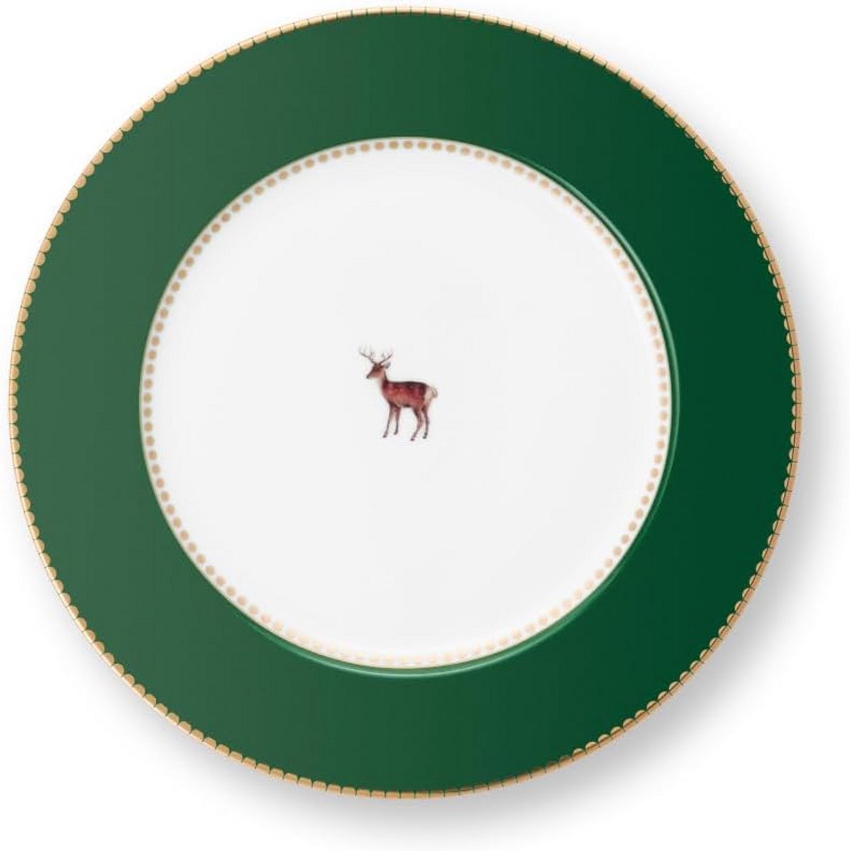 Luxe Ivoor Ontbijtbord 21 cm met Elegante Groene Rand