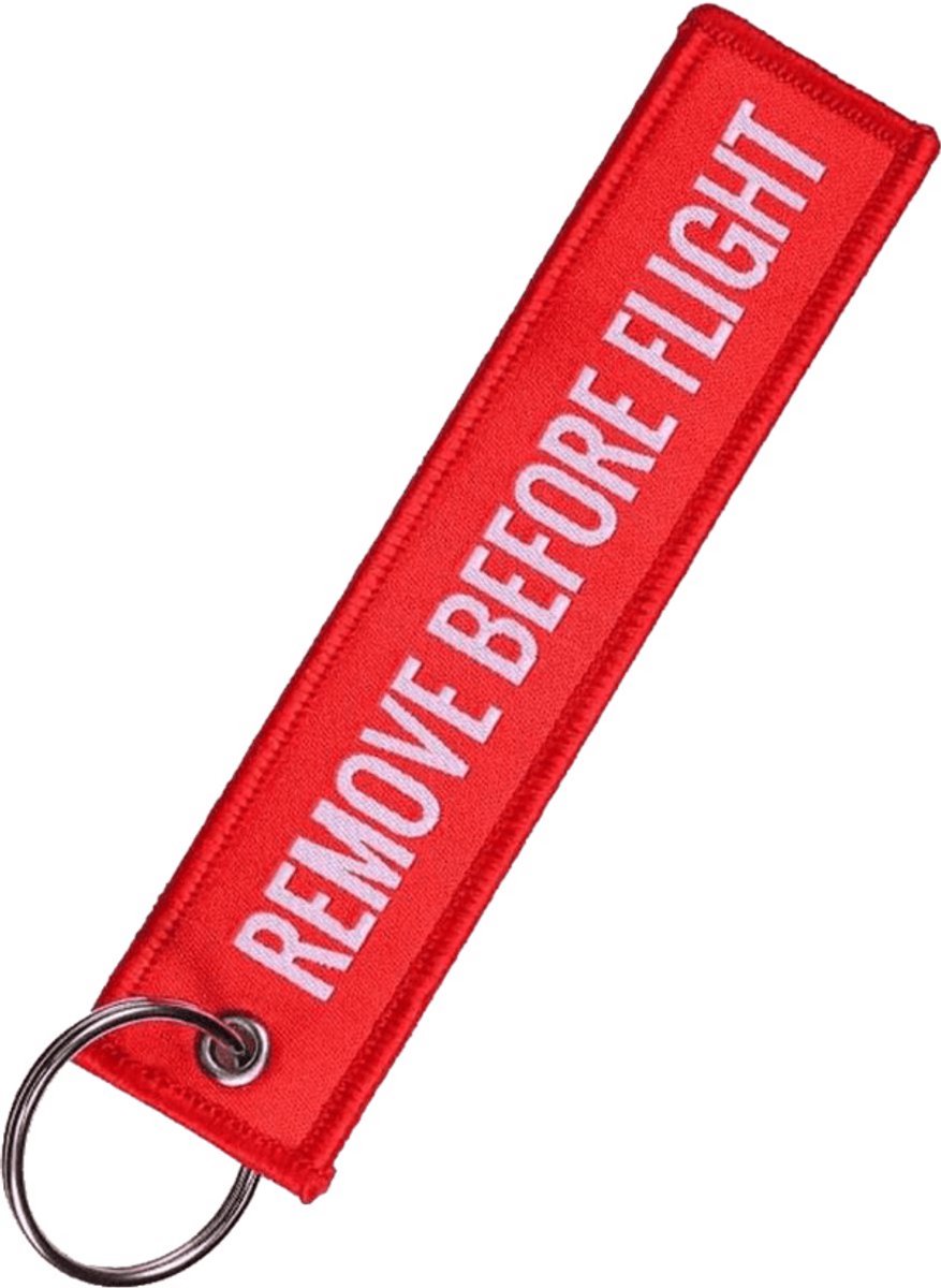 Premium “Remove Before Flight” Sleutelhanger – Rood – Geborduurd / 1pc