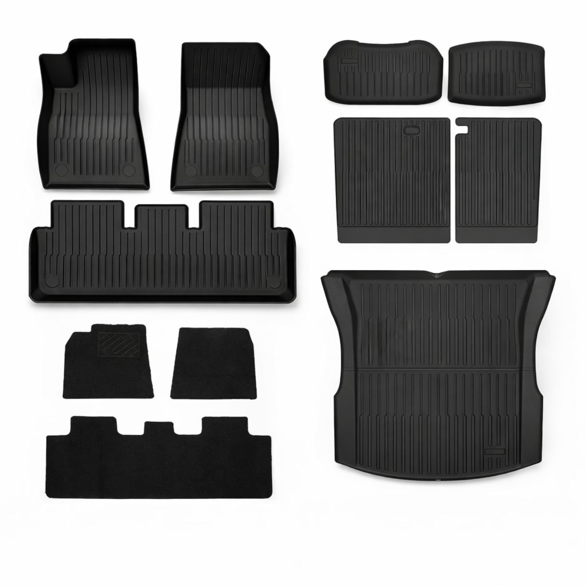 Automatten Tesla Model 3 Highland Rubber Ecoline – Compleet + Velours Interieurmatten - Interieur Accessoires