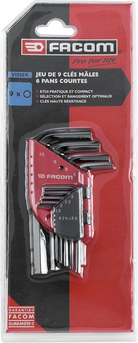 Set van 9 Inbussleutels Kort Model - Zeskant Schroef Bitjes Gereedschap
