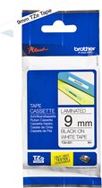 TZe221 - Gel. zelfklevend tape - zwart op wit - Rol (0.9 cm x 8 m) 1 rol(len) -voor P-Touch OA. GL-H100. H105. PT-1290. 3600. D210. D400. D600. E500. E550