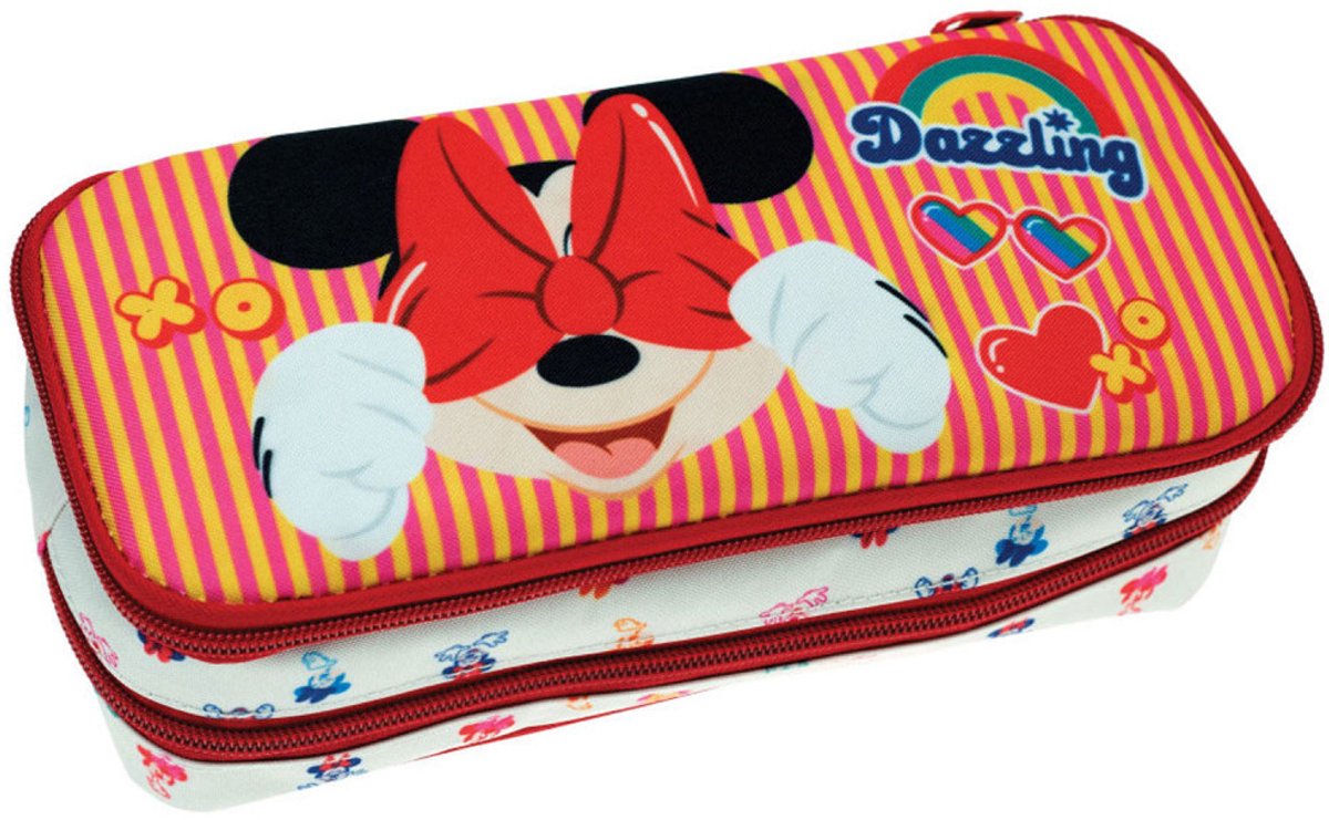 Disney Minnie Mouse Etui - 26 cm - Pennenzak - 2 vakken - 1 stuk - Minnie Wink uitvoering