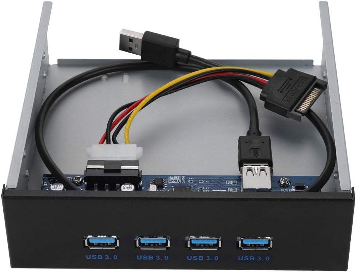 5,25 Inch USB 3.0 Voorpaneel met 4 Poorten via PCI-E Aansluiting