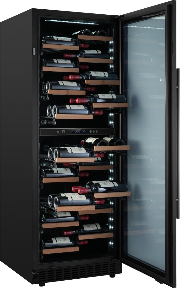 Nestor M NWBP2104GN1 Wijnklimaatkast Wijnkoelkast 104 Flessen – 2 Zones – Vrijstaand & Inbouw – Zwart Glas – 5-20°C – 38 dB