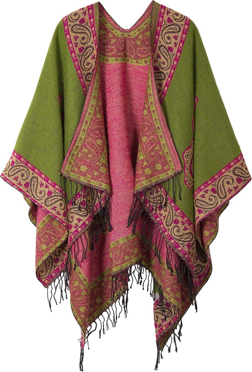 Dames Winter Poncho Stola Bohemien Sjaal Warm Gebreid Cape