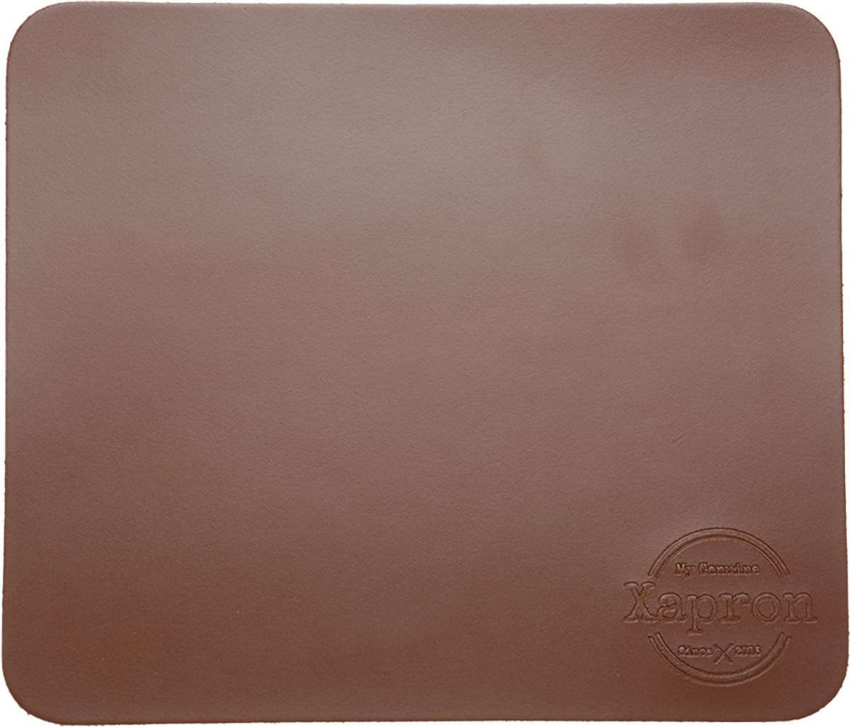 Xapron leren muismat - Kleur Cognac (lichtbruin) - 26 x 22 cm - Handgemaakt - Kantoor - Gaming