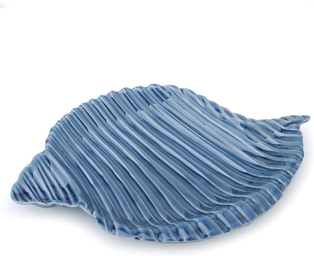 Blauw Porseleinen Bord met Schelprand 16 cm