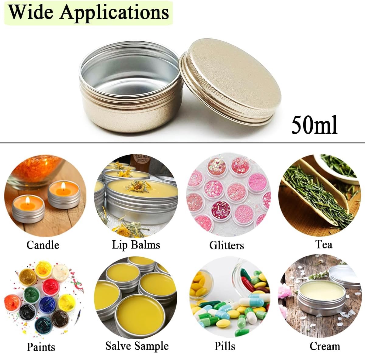 10x 50ml Aluminium Potjes met Schroefdeksel voor Cosmetica en DIY