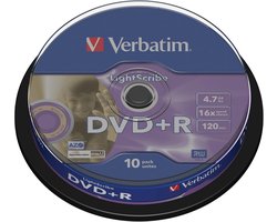 10 Stuks DVD+R Schijven 4.7 GB met LightScribe Labeling