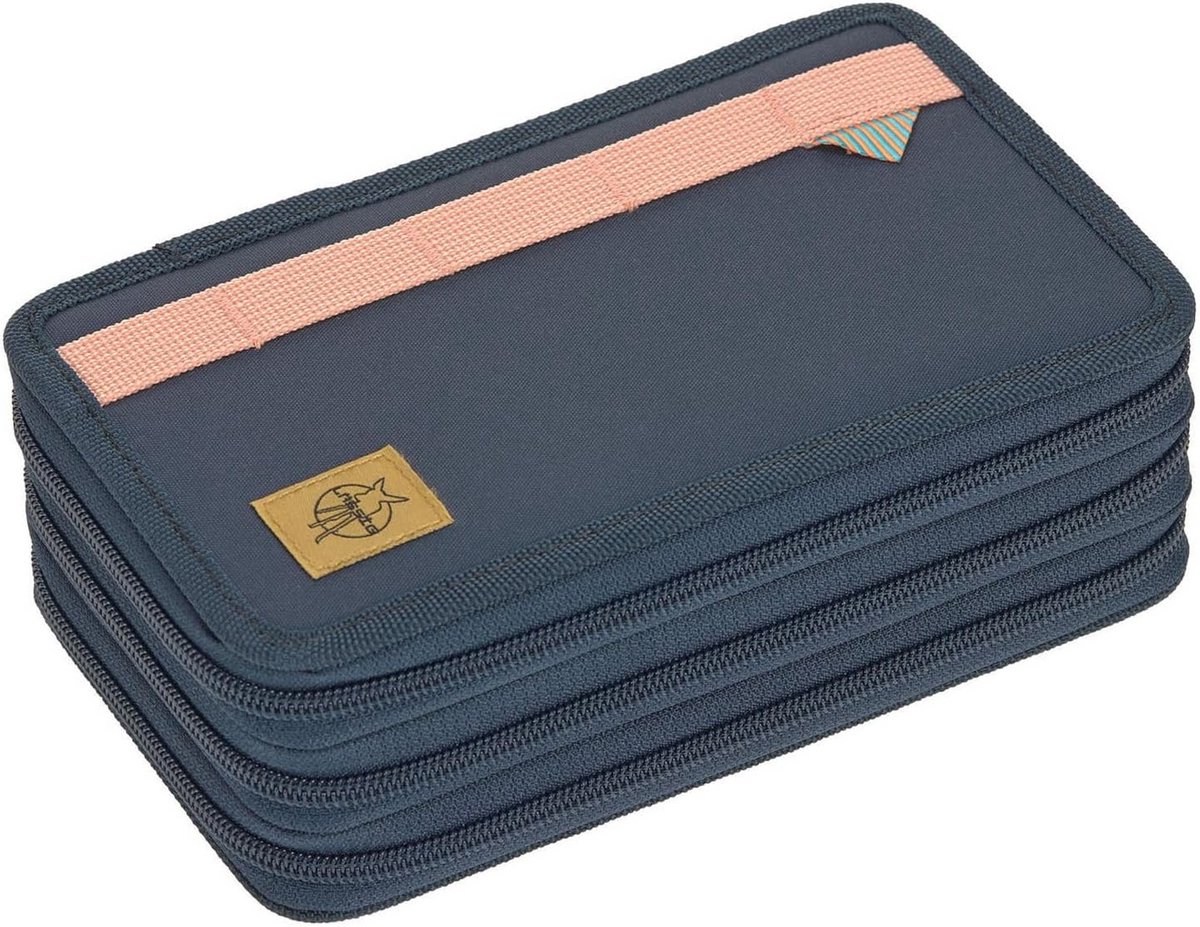 Triple Etui Met Inhoud Voor School - Donkerblauw