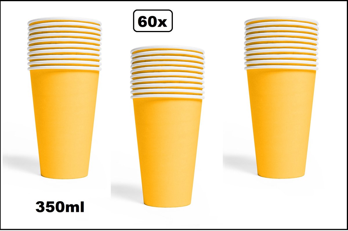 60x Mega beker geel karton 350ml - Drinken drank limonade