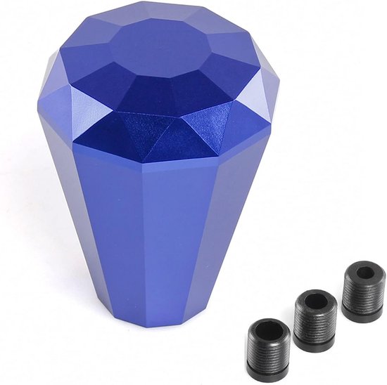 Universele Schakelpookknop - Versnellingspook Aluminium - Auto Interieur Verbeteren - Diamant Vorm Design - Met 3 Adapters - Blauw van universele — afbeelding 2