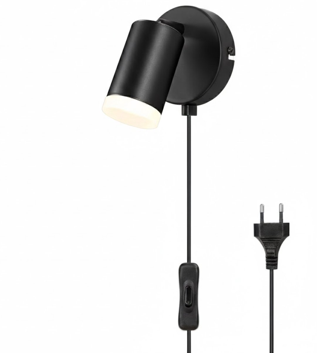 NBAP® Wandlamp Binnen met Snoer - Wandlamp met Stekker voor Binnen - met Dimbare Schakelaar - Industrieel en Vintage - Slaapkamer Bedlampje-Zwart