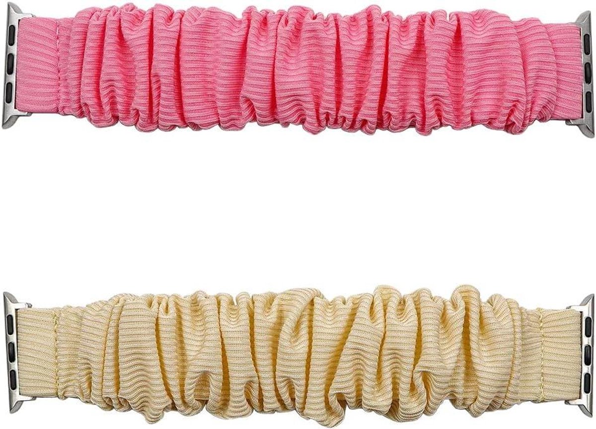 2-pack polsbanden met patroon voor horlogeband, geschikt voor 38 mm, 40 mm, 41 mm en 42 mm, geel en roze kleuren