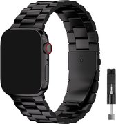 Stravo Stalen bandje - Geschikt voor Apple Watch 42mm (Series 11/10), 41mm (Series 9/8/7), 40mm (Series 6/5/4, SE 1/2/3), 38mm (Series 3/2/1) - RVS Horlogebandje - Zwart