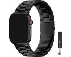 Stravo Stalen bandje - Geschikt voor Apple Watch 42mm (Series 11/10), 41mm (Series 9/8/7), 40mm (Series 6/5/4, SE 1/2/3), 38mm (Series 3/2/1) - RVS Horlogebandje - Zwart