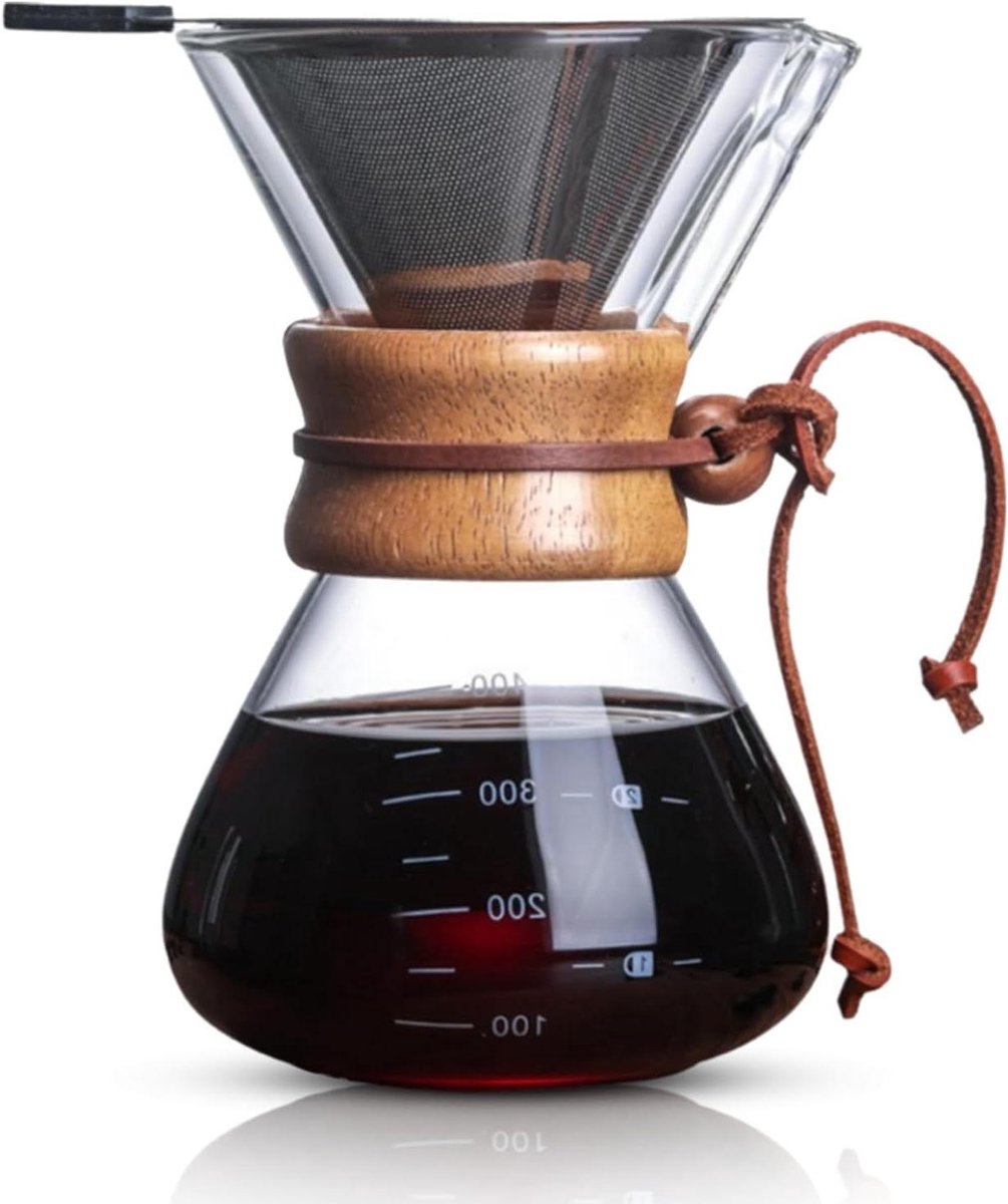 Koffiezetapparaat 400 ml met Dubbellaags Filter en Karaf voor Thuis, Cafe en Feestjes - Druppelaar Set - Borosilicaatglas