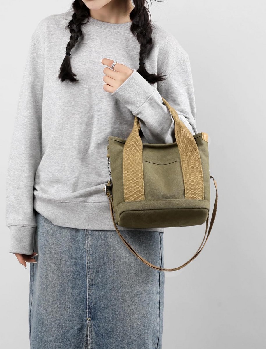 Dames Tote Bag met Rits Grote Schoudertas Canvas Crossbody Tas 2023