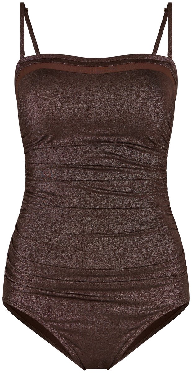 Pastunette - Badpak - Glam - Bruin - Shimmer - Bandeau - Corrigerend - Maat 38