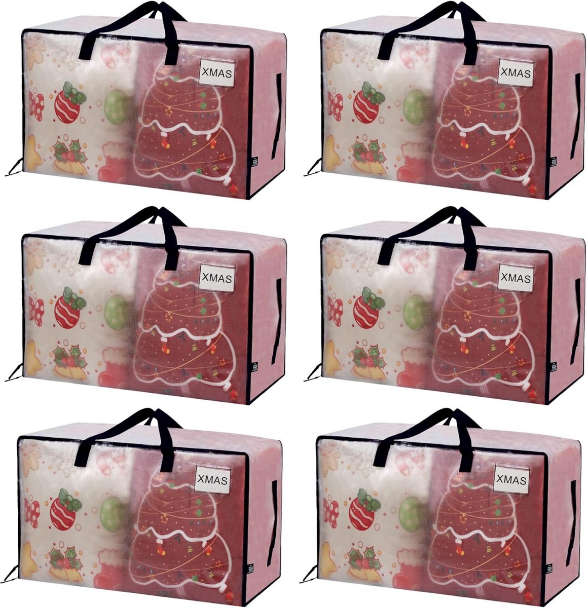 Extra Grote Opbergtassen met Deksel en Handvatten - Transparant - 6 Stuks