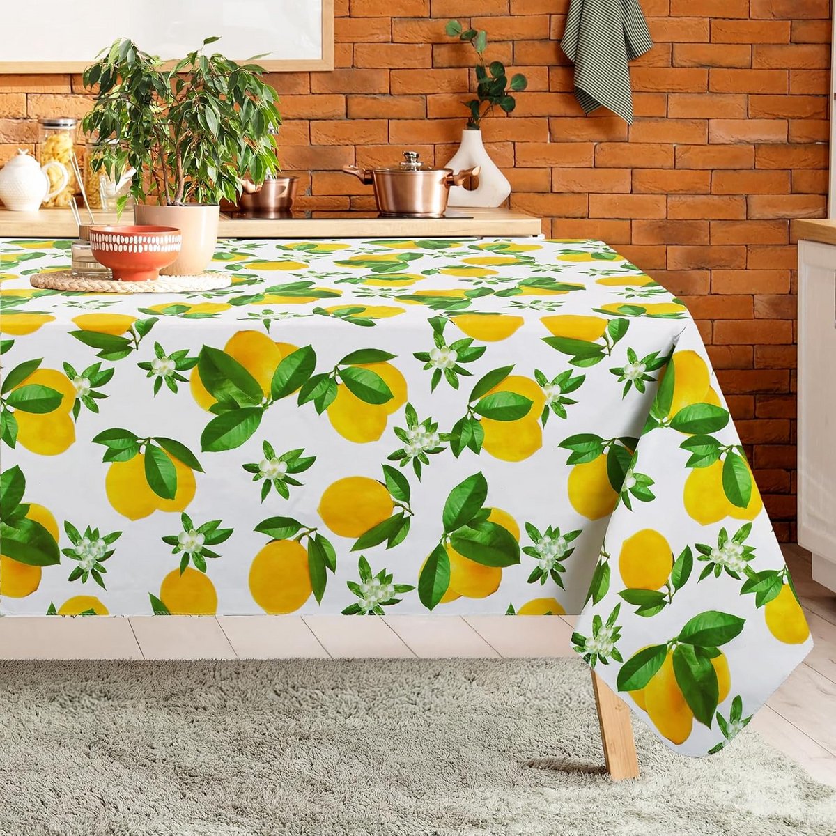 Waterdicht en Afwasbaar Vierkant Tafelkleed Citroenprint voor Binnen en Buiten Feest