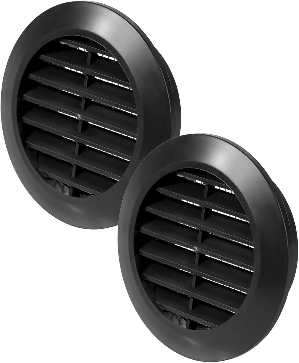 Ronde Ventilatieroosters Zwart 60mm met Insectenhor voor Binnen, Badkamer en Kast