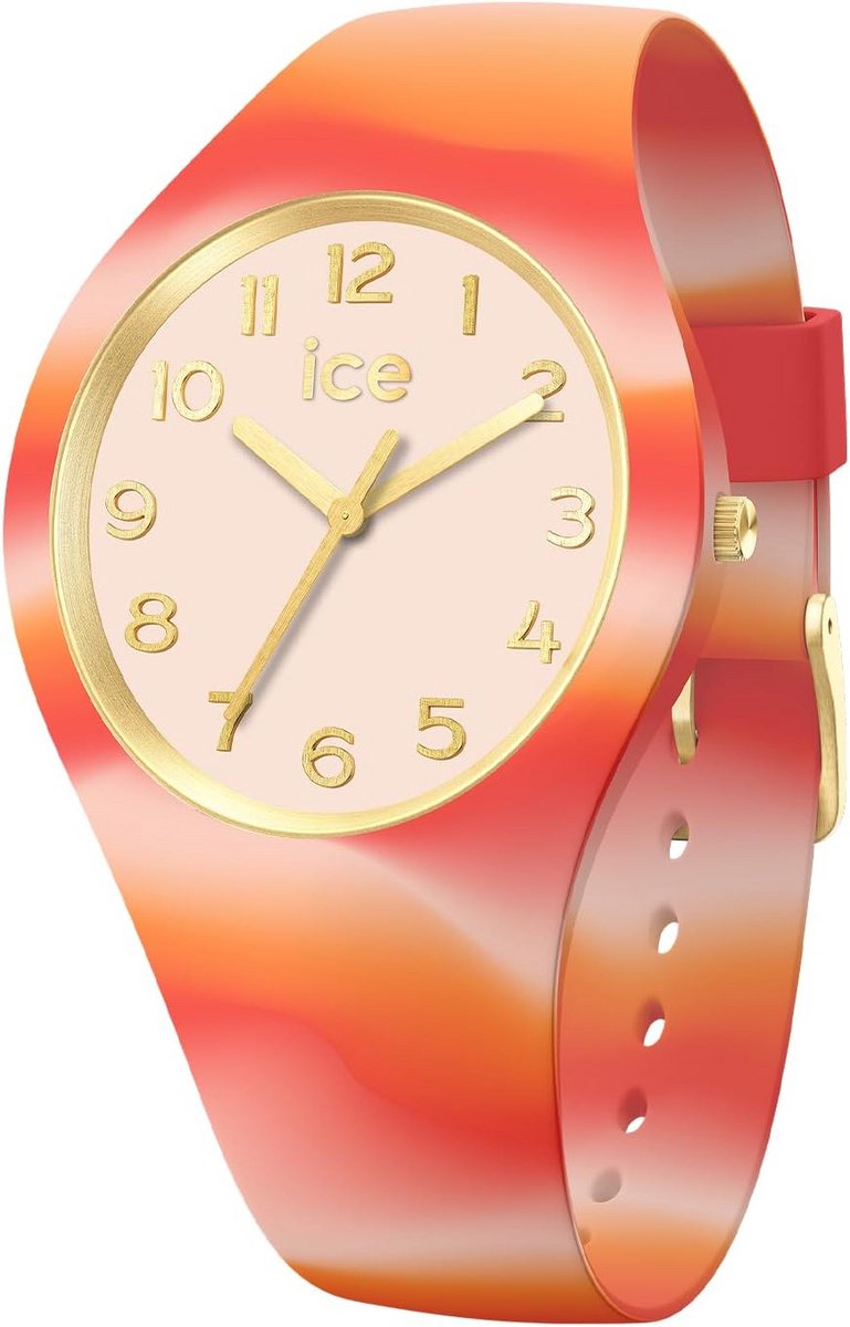 Dameshorloge met roze tie-dye look en kunststof band