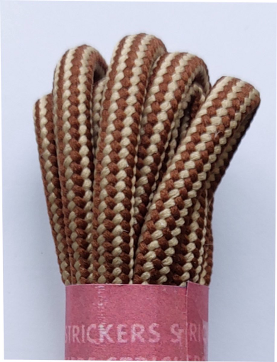 Strickers Veter - Bruin/Beige - Meerkleurig - Extra Dik Rond - Lengte 90 cm - Dikte 5 mm - Bergschoen - Wandelschoen - Schoenveter