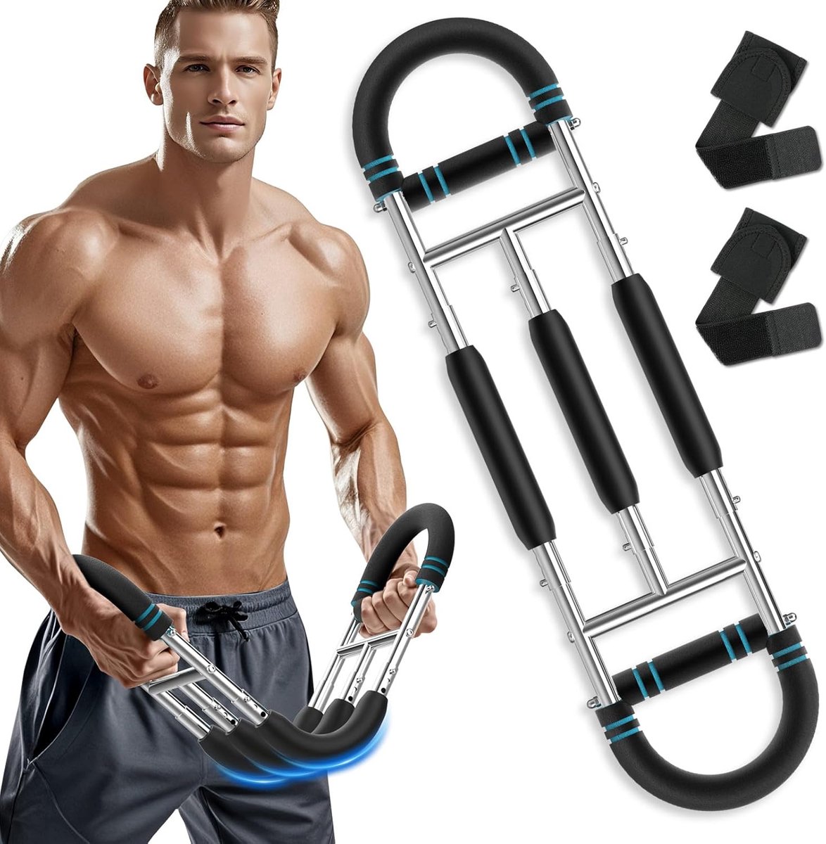 Arm Trainer - Muscle Pump - Borstspieren - Borst Trainer - Fitness Apparaten Krachttraining - Abdominal Trainer - Fitness Trainer - Fitness voor Boven - Krachttraining Apparaat - Zwart - 60-170 lbs met Polsbeschermers - van Imperatoris
