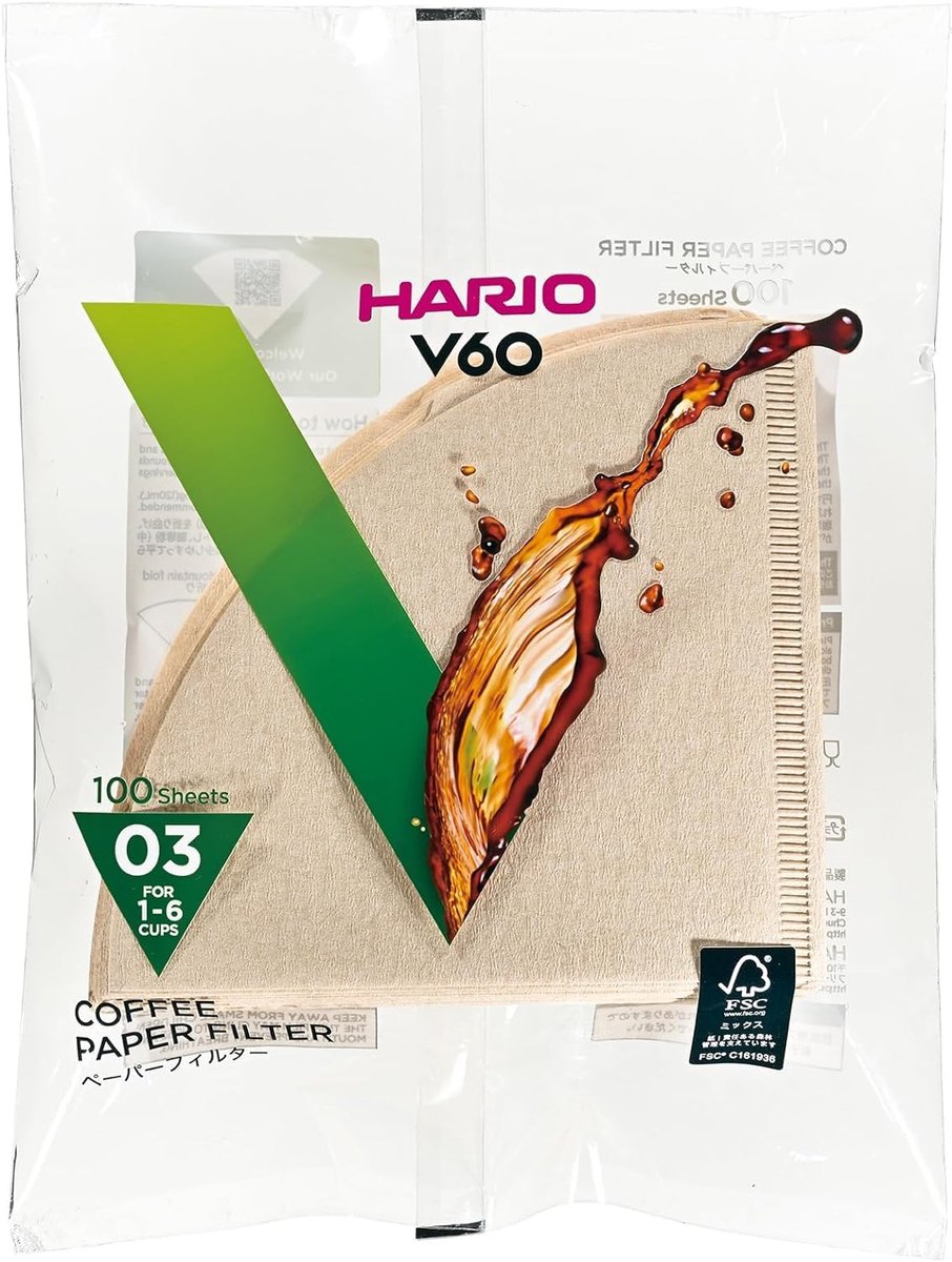 HARIO V60 Koffiefilters - 03 Size - Bruin - 100 stuks
