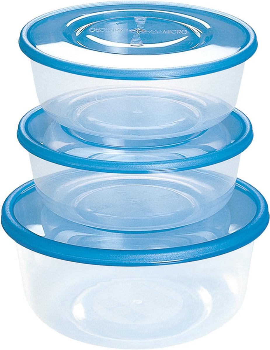 Set van 3 Ronde Lunchtrommels - Blauw