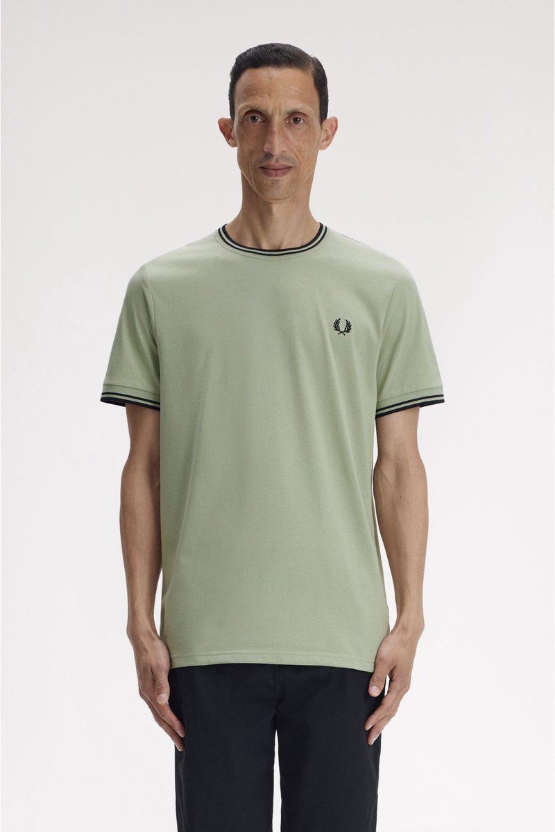 Fred Perry T-shirt met dubbele punt Groen