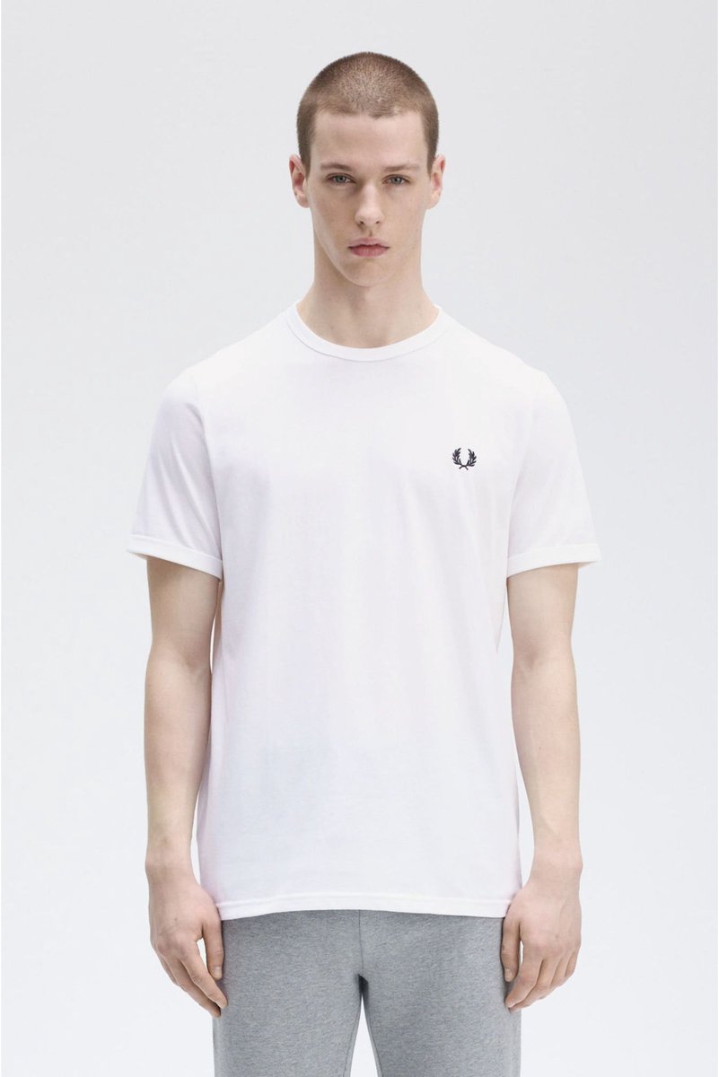 Fred Perry Ringer T-Shirt – Heren Casual T-shirts Wit