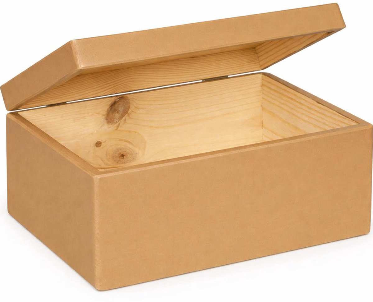 HAUDT® houten kistje EVA mini TOFFEE - met klepdeksel - 30 x 20 x 13 cm - caramel