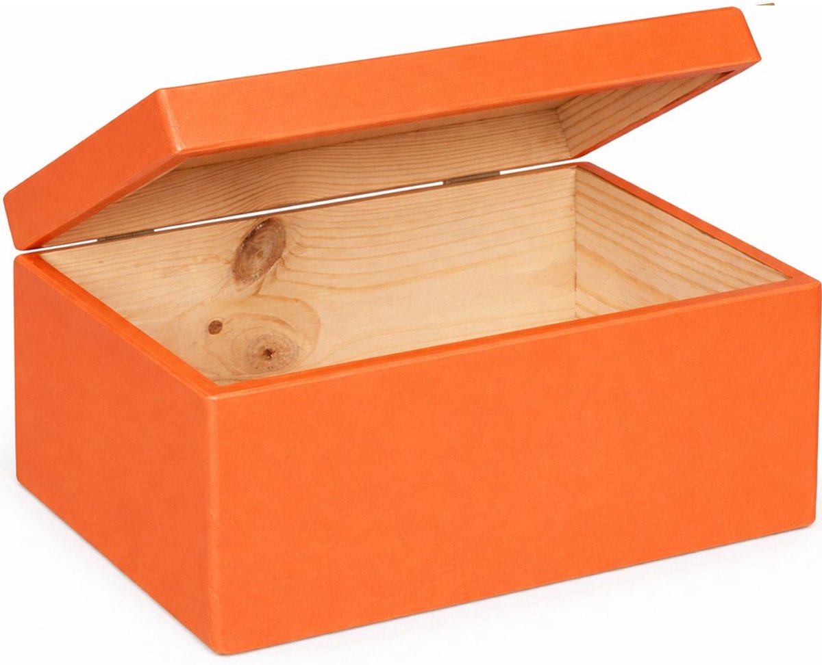 HAUDT® houten kistje EVA mini MANDARIJN - met klepdeksel - 30 x 20 x 13 cm - oranje