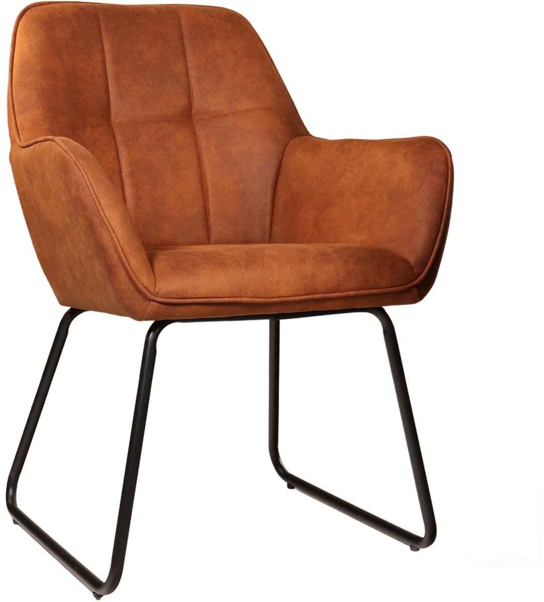 Lizzely Garden & Living Eetkamerstoel met armleuning Mae cognac microvezel eetstoel zetel