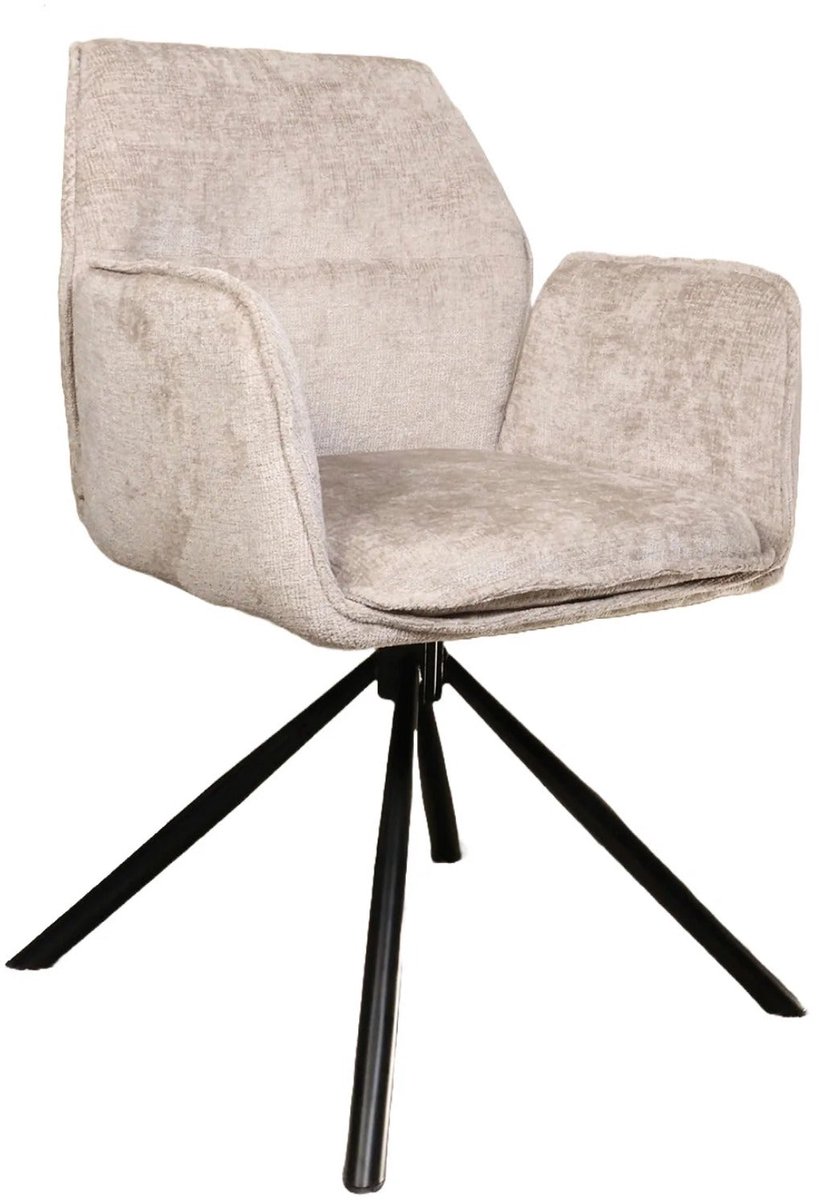 SET DEAL 6 stuks: Eetkamerstoel draaibaar Capri grijs chenille eetstoel draaibare stoel zetel
