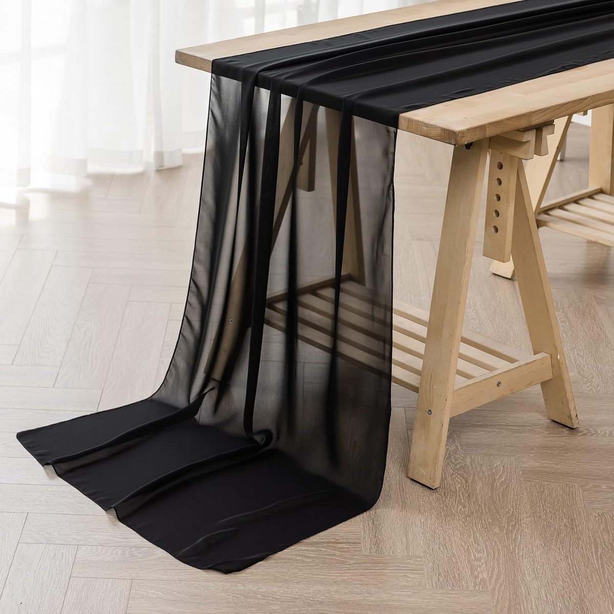 12 Stuks Chiffon Tafelloper 300cm Romantische Decoratie voor Bruiloft en Feest