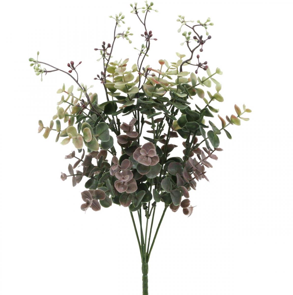 Eucalyptusstruik Kunst Eucalyptus Groen Rood 39cm