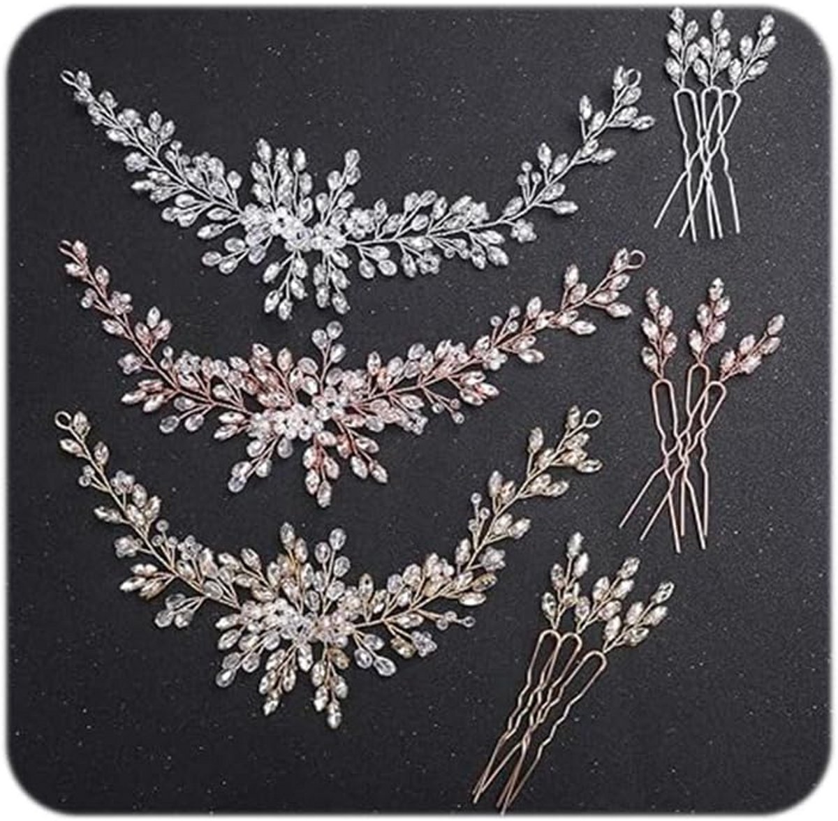 Elegante Kristallen Bruidshaarband Bloem Wijnstok Stijl Haaraccessoire Zilver
