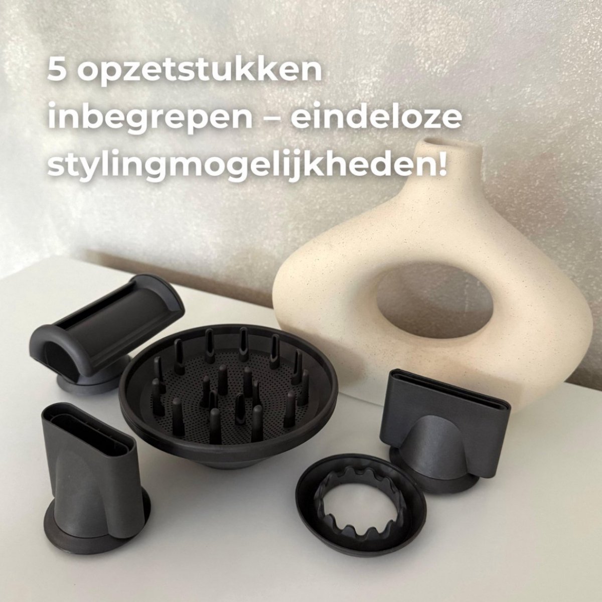 Fohn Fohnborstel met 5 Opzetstukken 1500W Antraciet - afbeelding 2