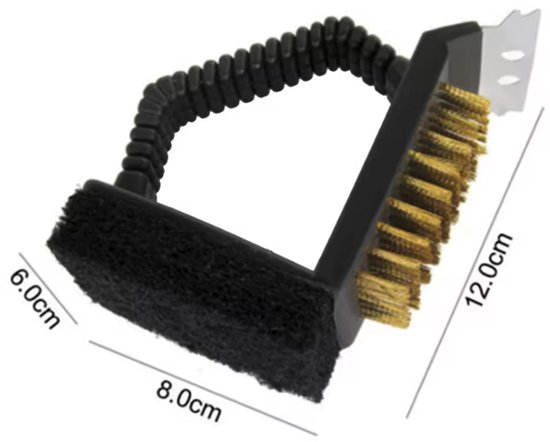 3-in-1 BBQ borstel - Barbecueborstel - RVS - Borstel voor de BBQ - Grillborstel - 12CM - CHPN van Merkloos — afbeelding 3