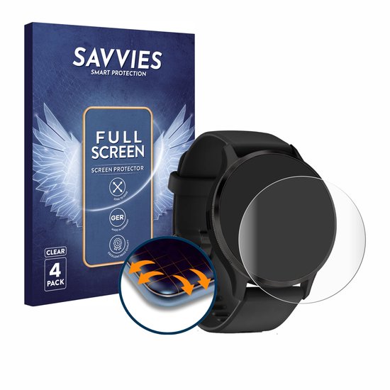 Savvies - Protecteur d'écran pour Garmin Venu 3S - Film de protection transparent couverture complète (4 pièces)