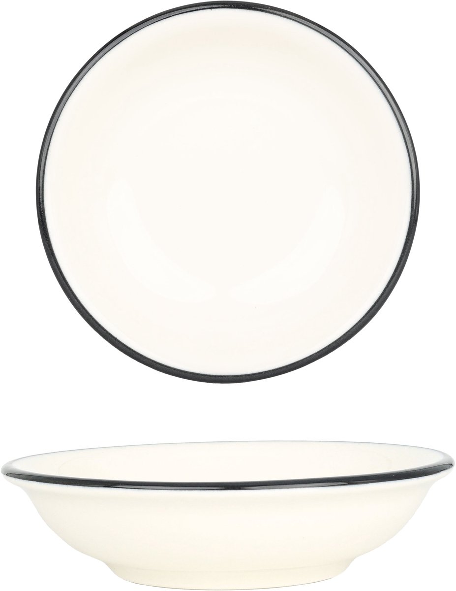 Bonna Serveerschaal - Linea Black - Porselein - 20 cm (500cc) - set van 2