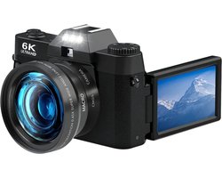 6K Digitale Camera – 64MP, 16X Zoom, WiFi, 180° Flip Screen, Vloggen, YouTube, Webcam, Foto & Video Recorder – Zonder TF Kaart
